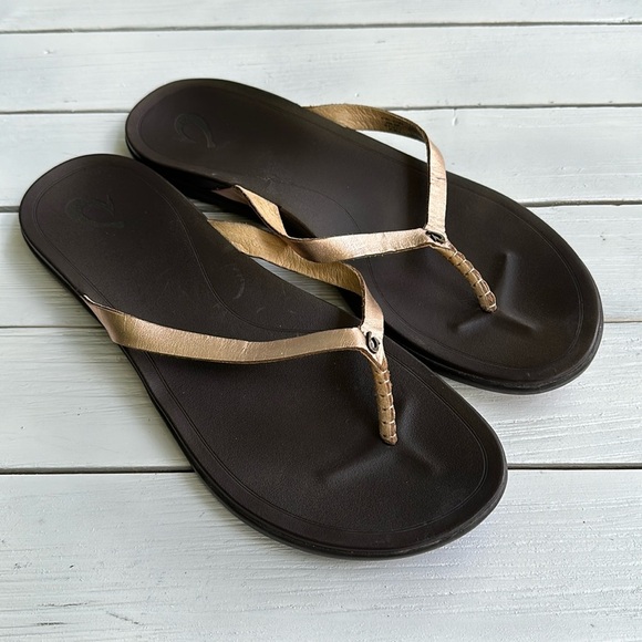 Olukai - Women's Ho'Opio Leather Copper Dark Java size 10 - Picture 2 of 6